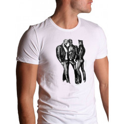 Tom of Finland Leather Brotherhood T-Shirt (Euro Size) White (T5857)