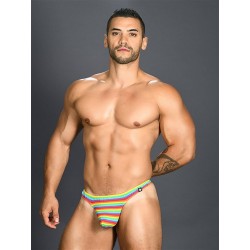 Andrew Christian Pride Rainbow Stripe Thong w/ Almost Naked Underwear (T6499)