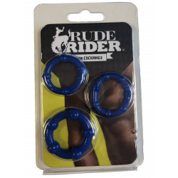 Rude Rider Mini Cock Rings Blue (3-Ring-Set) (T6264)