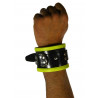 RudeRider Wrist Cuffs with Padding Leather Black/Yellow (Set of 2) One Size (T7333)