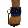 RudeRider Wrist Cuffs with Padding Leather Black/Blue (Set of 2) One Size (T7334)