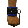RudeRider Wrist Cuffs with Padding Leather Black/Blue (Set of 2) One Size (T7334)
