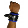 RudeRider Wrist Cuffs with Padding Leather Black/Blue (Set of 2) One Size (T7334)