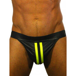 RudeRider Zip Jockstrap Leather Black/Yellow (T7316)