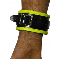 RudeRider Ankle Cuffs with Padding Leather Black/Yellow (Set of 2) One Size (T7337)