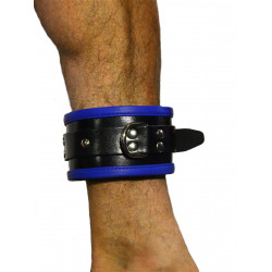 RudeRider Ankle Cuffs with Padding Leather Black/Blue (Set of 2) One Size (T7338)