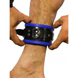 RudeRider Ankle Cuffs with Padding Leather Black/Blue (Set of 2) One Size (T7338)