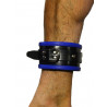 RudeRider Ankle Cuffs with Padding Leather Black/Blue (Set of 2) One Size (T7338)