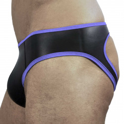 RudeRider Neoprene Brief Open Back Bottoms Black/Blue (T7473)
