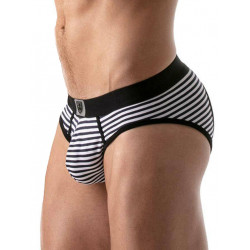 TOF Stripes Push-Up Bottomless Brief Underwear Navy/Black/White (T8191)
