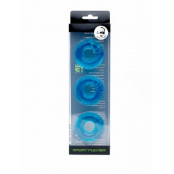 Sport Fucker Chubby Rubber 3-pc Cockring-Set Ice Blue (T4614)
