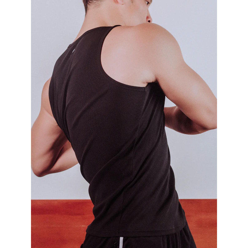 Supawear Semi-Squared Singlet Tank Top Black (T11674)