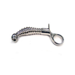 Rouge Stainless Steel Anal Ribbed with Handle Plug (T11288)
