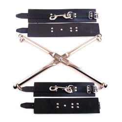 Rouge Rod Hog Tie with Leather Wrist & Ankle Cuffs Black CUFFS (T11386)