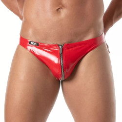 ToF Paris Vinyl Zipped Bikini Underwear Red (T12149)