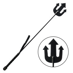 Rouge Leather Devil Riding Crop Black (T11342)