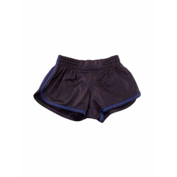 Rouge Leather Shorts with Piping Black/Blue (T11414)