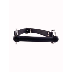 Rouge Leather O Ring Rubber Rod Gag Black (T11456)
