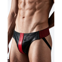 Rouge Leather Jocks with Stripes Black/Red (T11393)