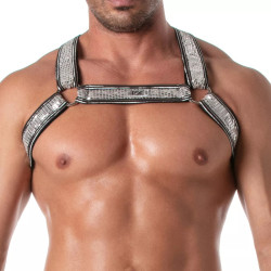 ToF Paris Glitter Bulldog Harness Silver (T12125)