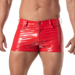 ToF Paris Vinyl 5 Pocket Mid-Thigh Shorts Red (T12151)