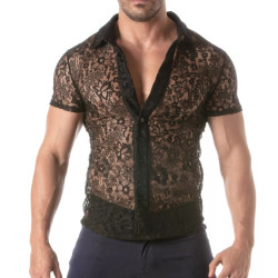 ToF Paris Lace Short-Sleeve Shirt Black (T11925)