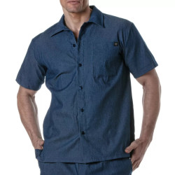 ToF Paris Light Denim Short-Sleeve Shirt Blue (T12060)